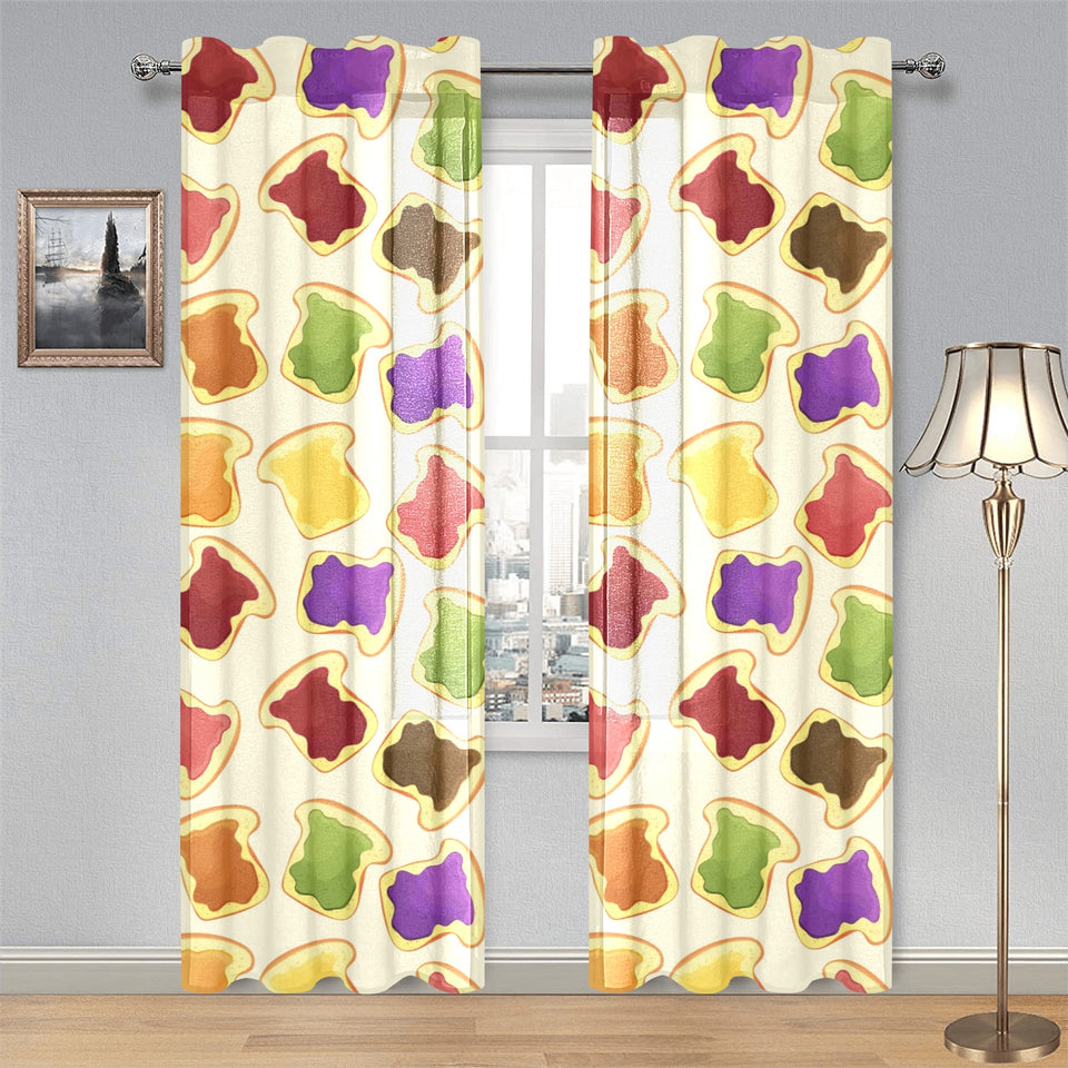 Bread Toast Pattern Print Design 02 Gauze Curtain
