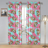 Beagle muzzles turquoise paint splashes pink patte Gauze Curtain