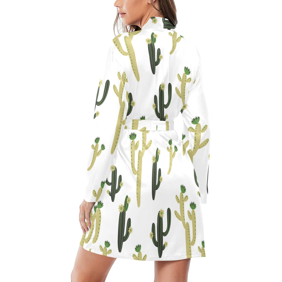 Cute cactus pattern Women's Long Sleeve Belted Night Robe