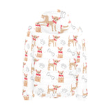 Chihuahua bone paw pattern Men's Padded Hooded Jacket