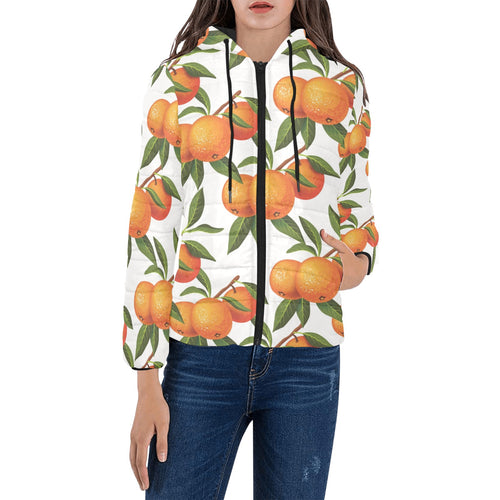 Oranges pattern background Women's Padded Hooded Jacket