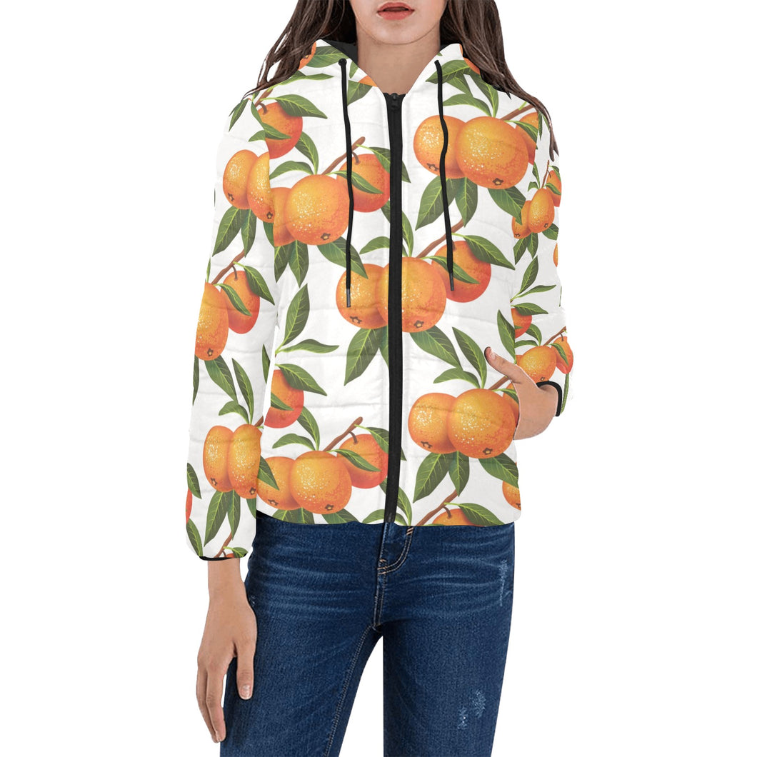 Oranges pattern background Women's Padded Hooded Jacket