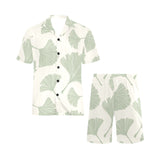 Ginkgo leaves pattern Men's V-Neck Short Pajama Set
