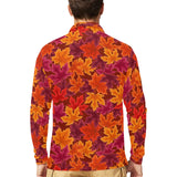 Autumn maple leaf pattern Men's Long Sleeve Polo Shirt