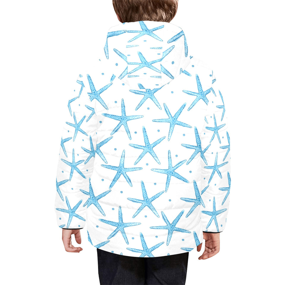 Watercolor starfish pattern Kids' Boys' Girls' Padded Hooded Jacket