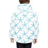 Watercolor starfish pattern Kids' Boys' Girls' Padded Hooded Jacket