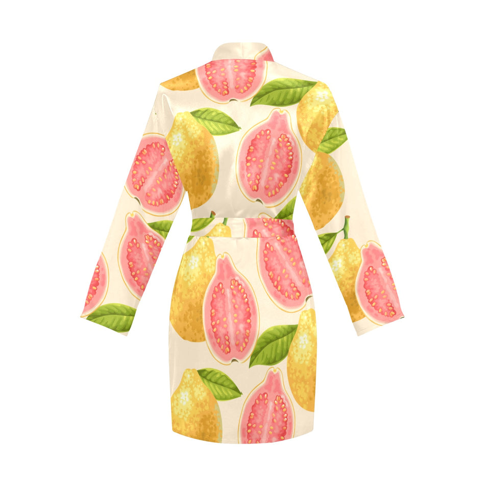 Beautiful guava pattern Women's Long Sleeve Belted Night Robe