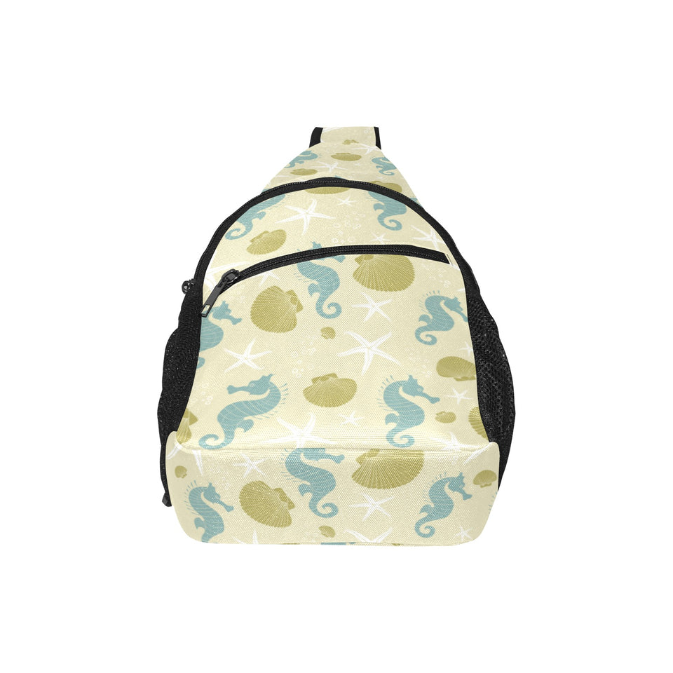Seahorse shell starfish pattern background All Over Print Chest Bag