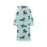 Horses running horses rider pattern Blanket Robe with Sleeves