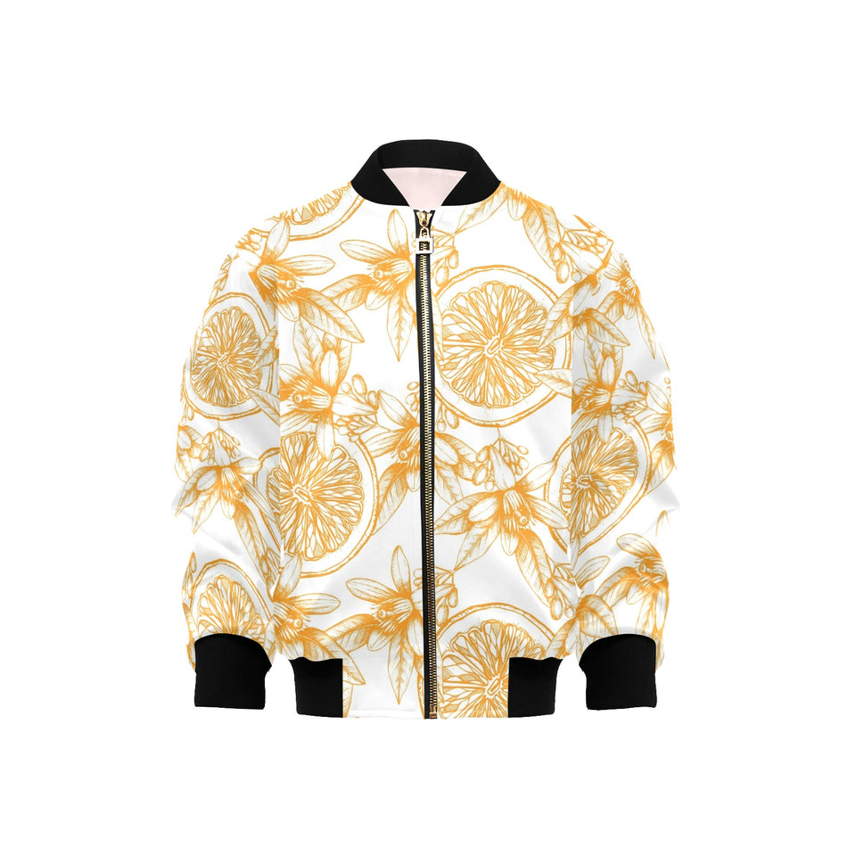 hand drawn orange fruit pattern Kids' Boys' Girls' Bomber Jacket