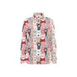 Pig Pattern Print Design 02 Women's Long Sleeve Polo Shirt