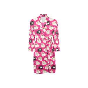 Guinea Pig Pattern Print Design 01 Men's Long Sleeve Belted Night Robe