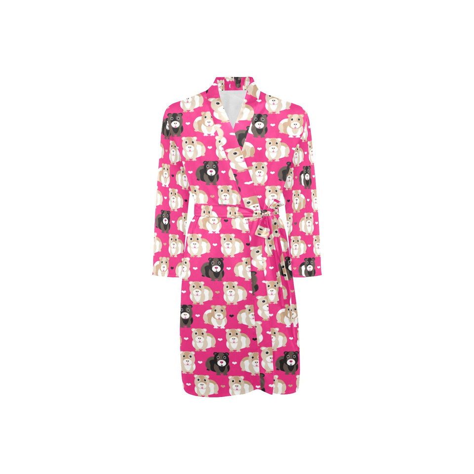 Guinea Pig Pattern Print Design 01 Men's Long Sleeve Belted Night Robe
