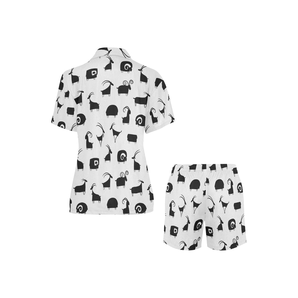 Goat ram pattern Women's V-Neck Short Pajama Set