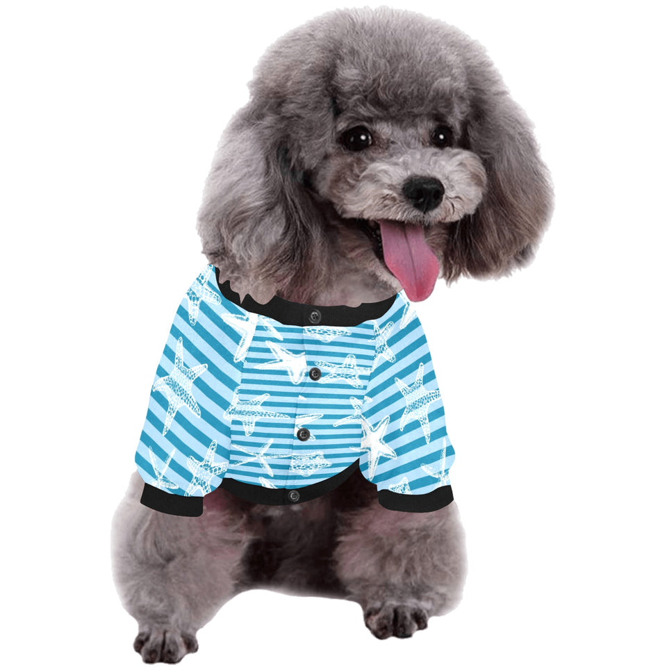 Starfish blue blackground All Over Print Pet Dog Round Neck Fuzzy Shirt