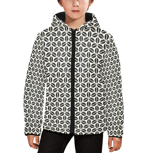 Coffee bean abstract modern pattern Kids' Boys' Girls' Padded Hooded Jacket