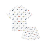 Cute helicopter star pattern Kids' Boys' Girls' V-Neck Short Pajama Set