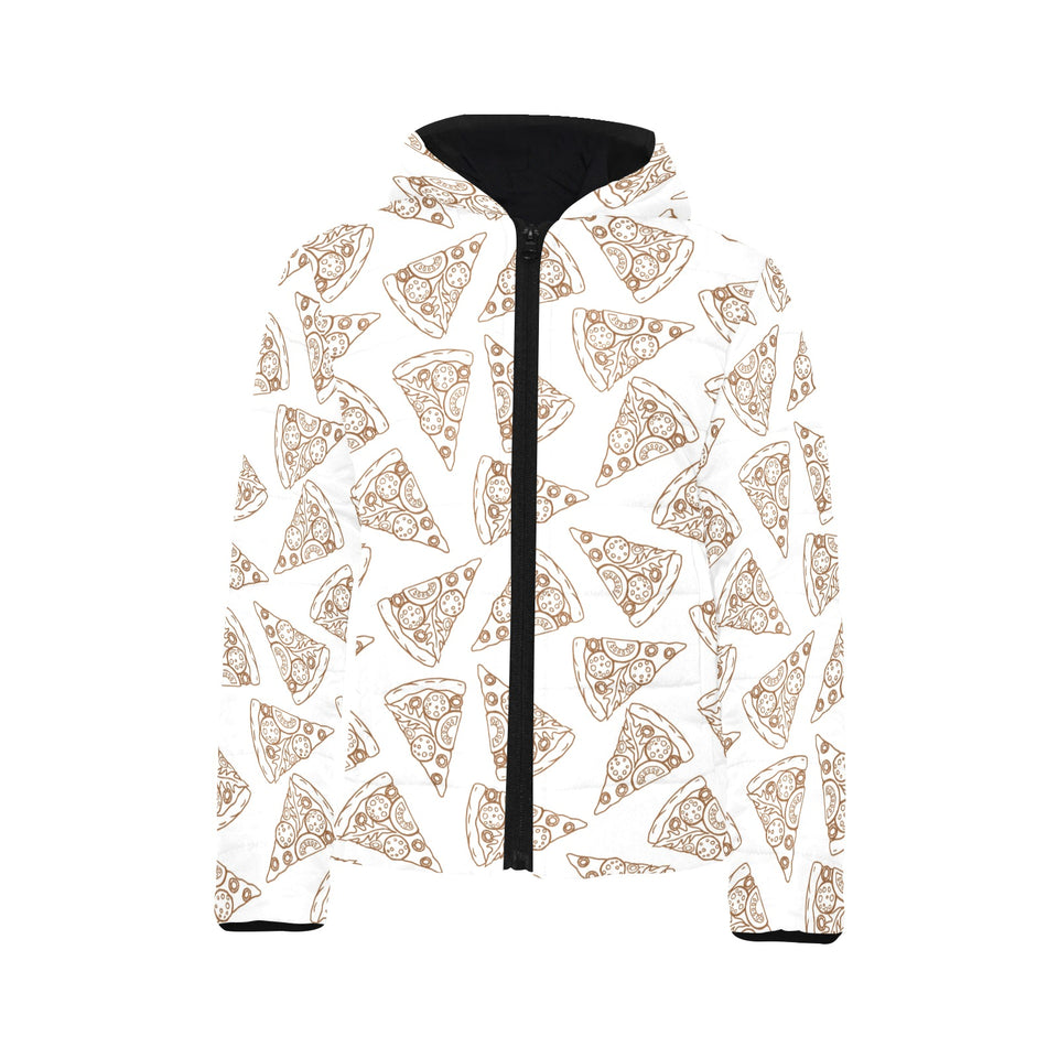 Hand drawn pizza pattern Kids' Boys' Girls' Padded Hooded Jacket