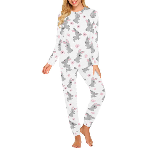 Watercolor cute rabbit pattern Women's All Over Print Pajama Set