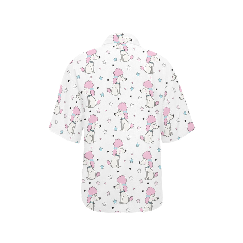 Cute poodle dog star pattern Women's All Over Print Hawaiian Shirt