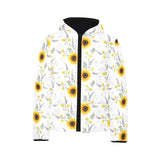 beautiful sunflowers pattern Kids' Boys' Girls' Padded Hooded Jacket