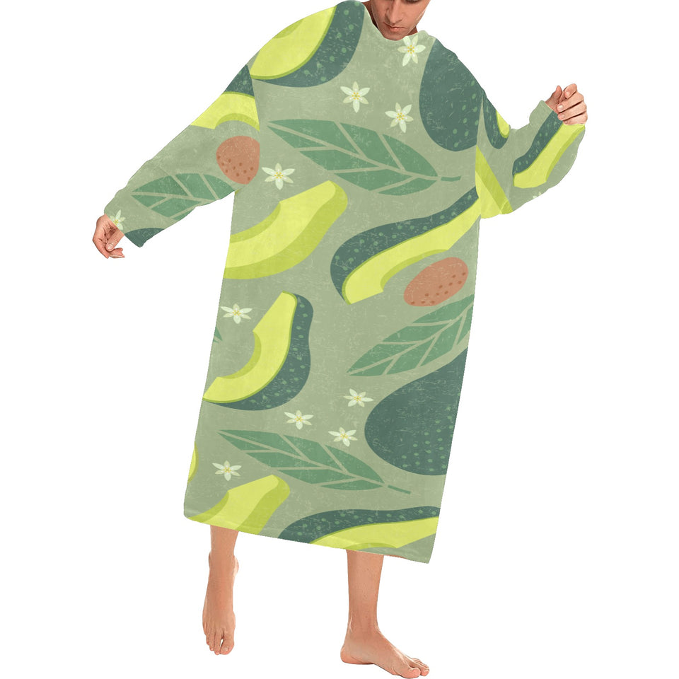 Avocado pattern Blanket Robe with Sleeves