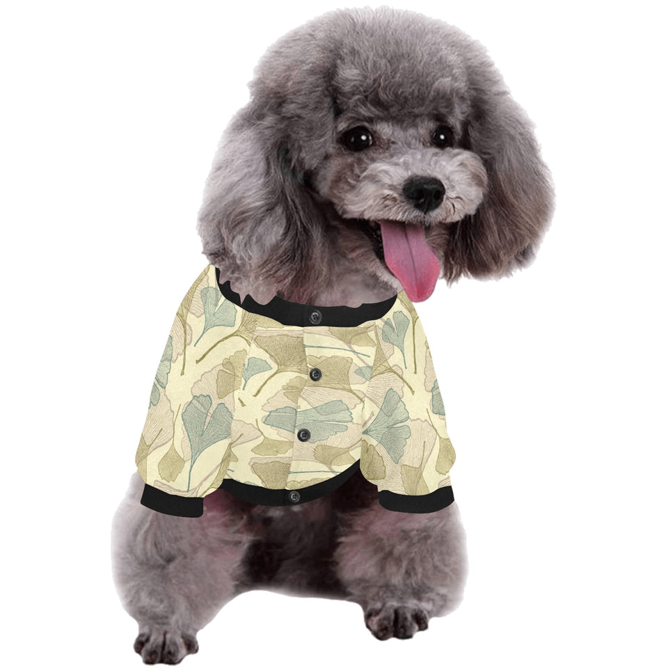 Ginkgo leaves design pattern All Over Print Pet Dog Round Neck Fuzzy Shirt