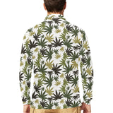 Canabis Marijuana Weed Pattern Print Design 05 Men's Long Sleeve Polo Shirt