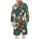 Canabis Marijuana Weed Pattern Print Design 02 Men's Long Sleeve Belted Night Robe