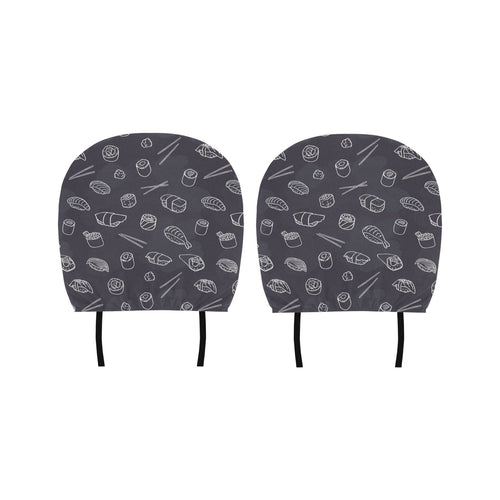 sushi pattern black background Car Headrest Cover