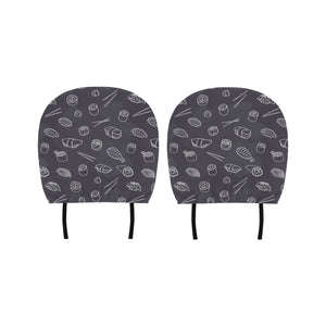 sushi pattern black background Car Headrest Cover