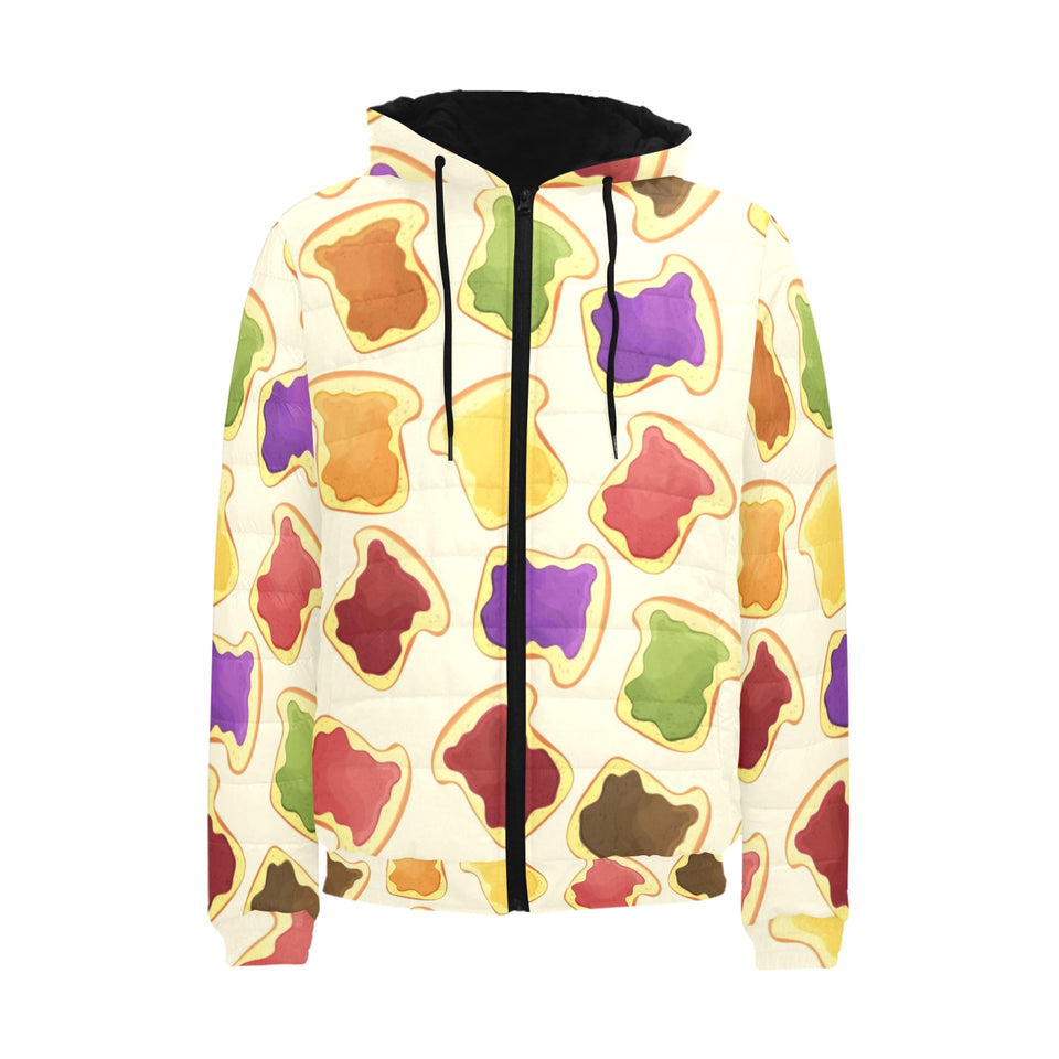 Bread Toast Pattern Print Design 02 Men's Padded Hooded Jacket
