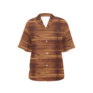 Wood Printed Pattern Print Design 04 Women's All Over Print Hawaiian Shirt