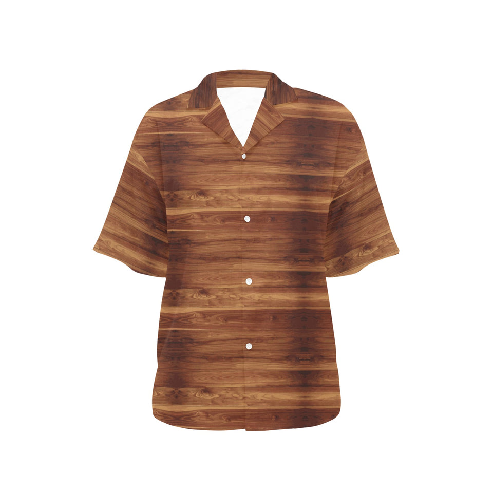 Wood Printed Pattern Print Design 04 Women's All Over Print Hawaiian Shirt