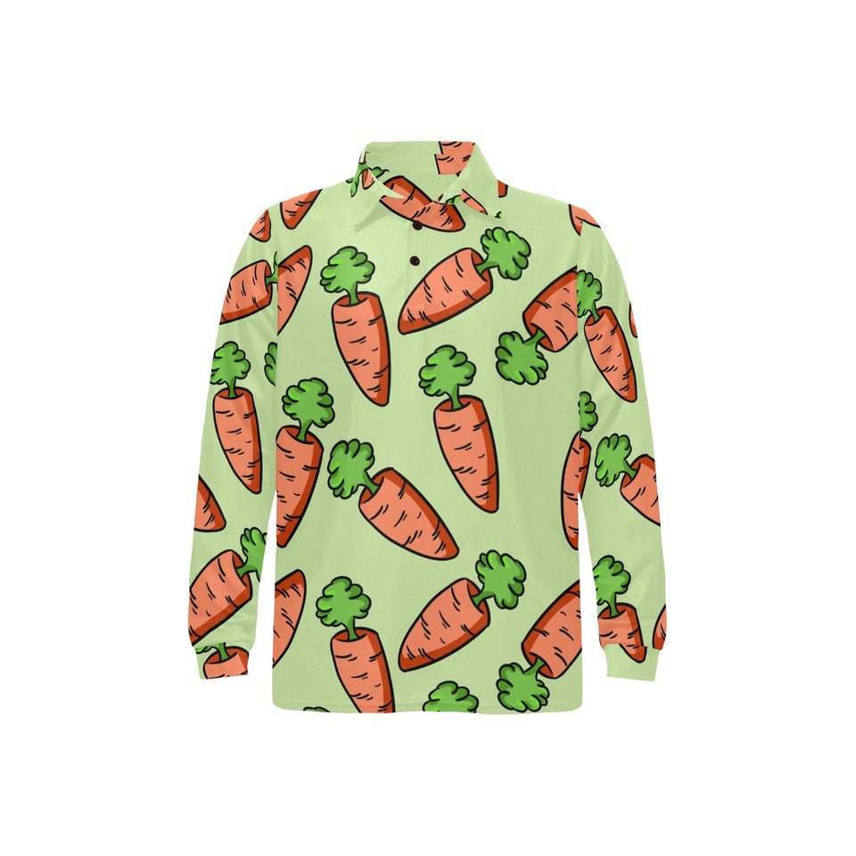 Carrot Pattern Print Design 05 Men's Long Sleeve Polo Shirt