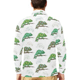 Chameleon lizard pattern Men's Long Sleeve Polo Shirt