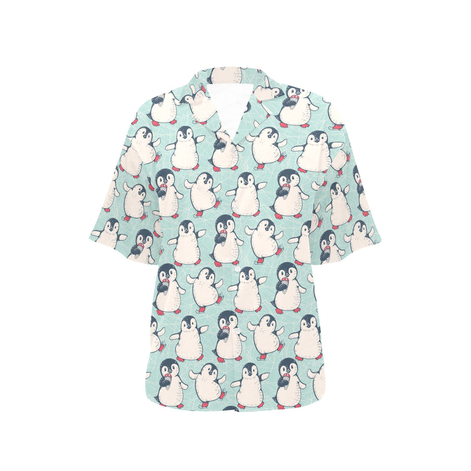 Cute Penguin pattern Women's All Over Print Hawaiian Shirt