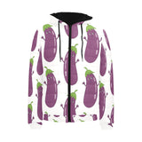 Eggplant Pattern Print Design 01 Men's Padded Hooded Jacket