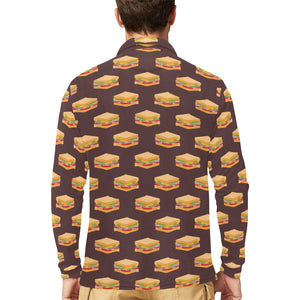 Sandwich Pattern Print Design 04 Men's Long Sleeve Polo Shirt