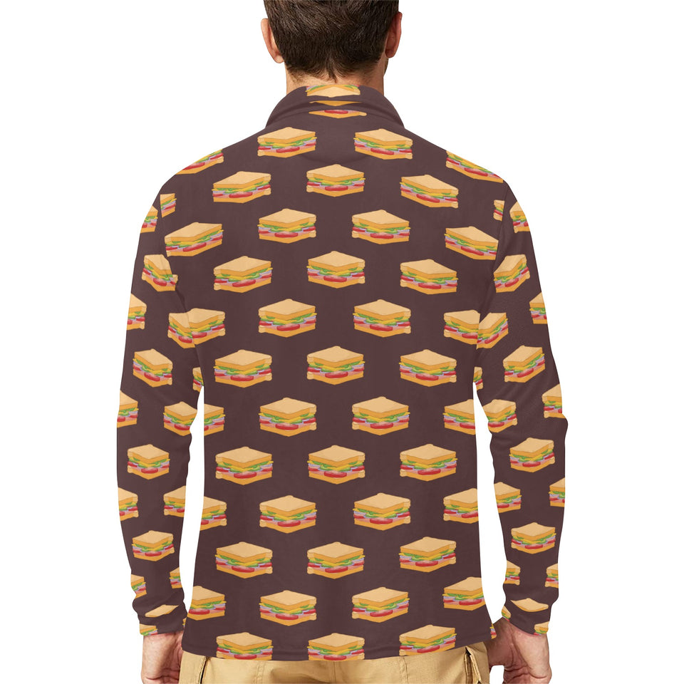 Sandwich Pattern Print Design 04 Men's Long Sleeve Polo Shirt