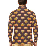 Sandwich Pattern Print Design 04 Men's Long Sleeve Polo Shirt
