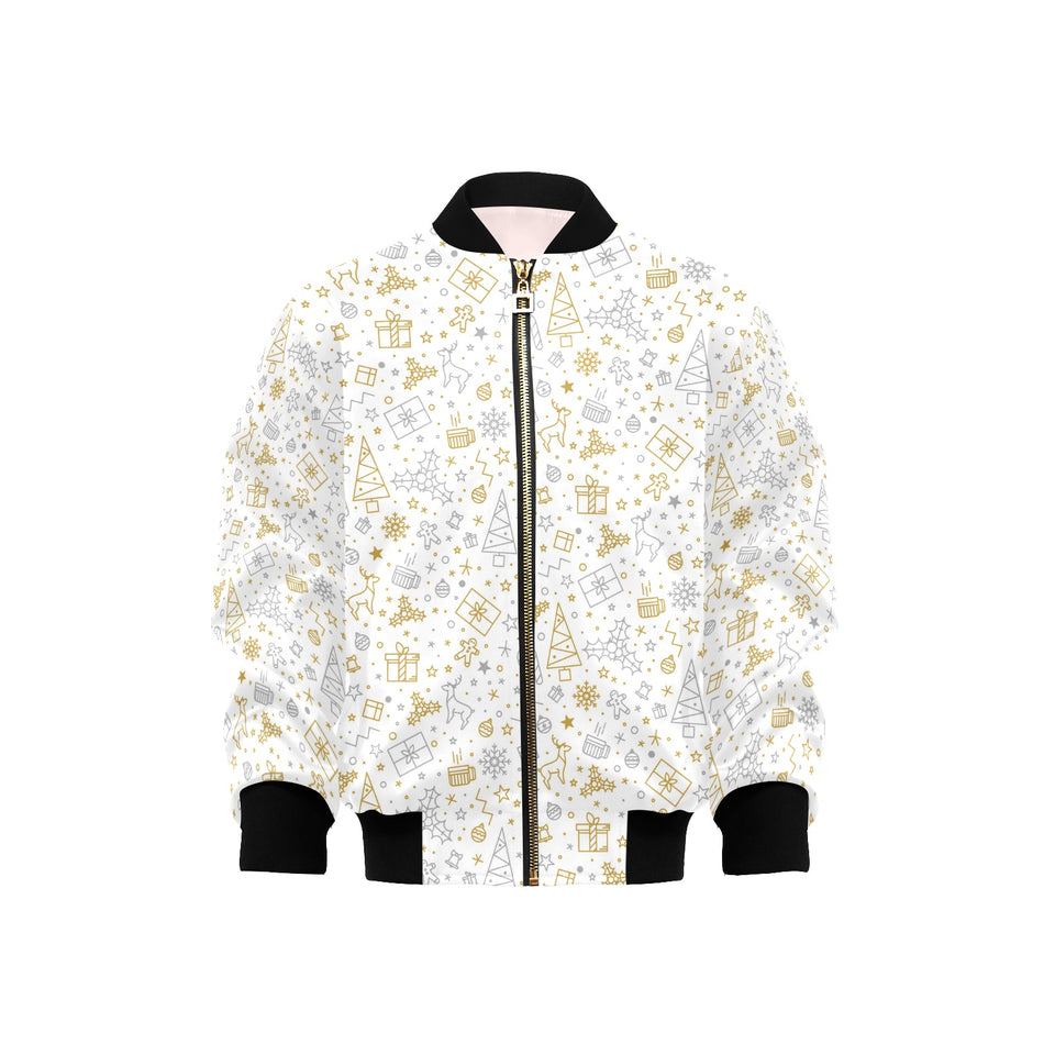 Christmas tree Christmas element Silver gold patte Kids' Boys' Girls' Bomber Jacket