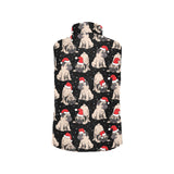 Christmas Pugs Santa_s red cap pattern Women's Padded Vest