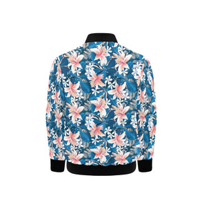 Hibiscus Pattern Print Design 02 Kids' Boys' Girls' Bomber Jacket