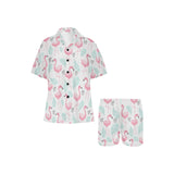 Cute flamingo pattern Women's V-Neck Short Pajama Set