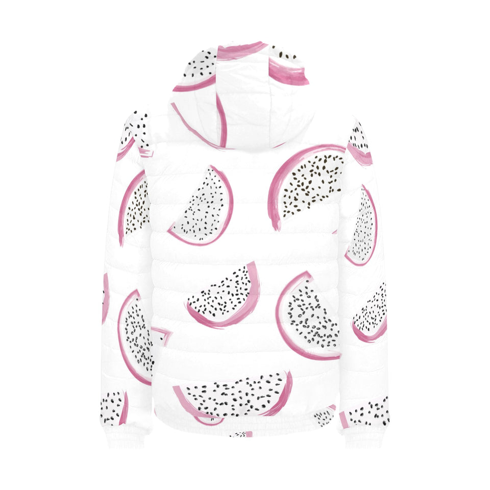 dragon fruit pattern Men's Padded Hooded Jacket