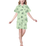 broccoli sketch pattern Kids' Boys' Girls' V-Neck Short Pajama Set