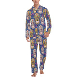 Sugar skull flower pattern Men's Long Pajama Set