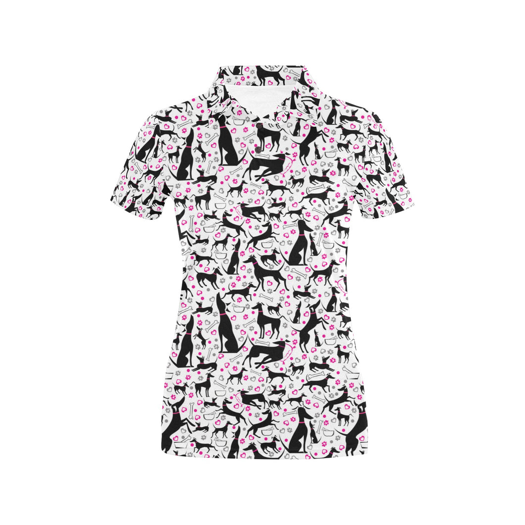 Greyhound Pattern Print Design 02 Women's All Over Print Polo Shirt