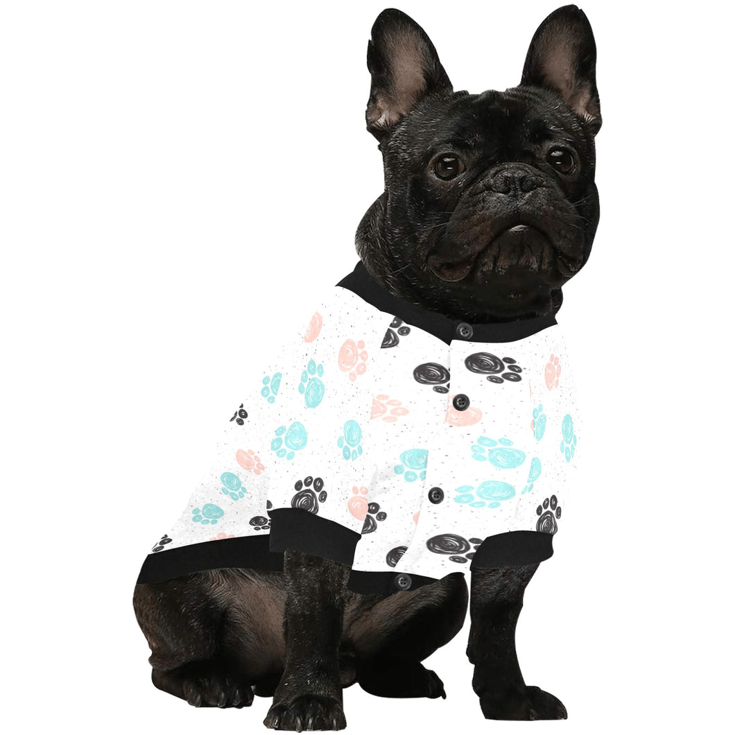 Dog Paws Pattern Print Design 04 All Over Print Pet Dog Round Neck Fuzzy Shirt